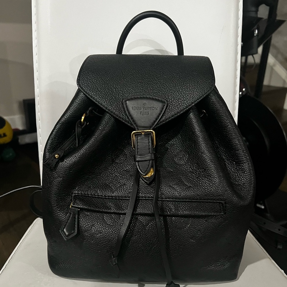 Louis Vuitton Black Montsouris Backpack  Monogram Empreinte embossed leather